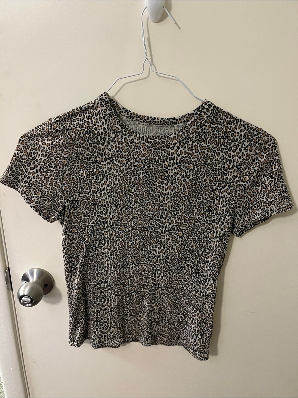 American Eagle Outfitters Short Sleeve Leopard Tee - Beige & Black